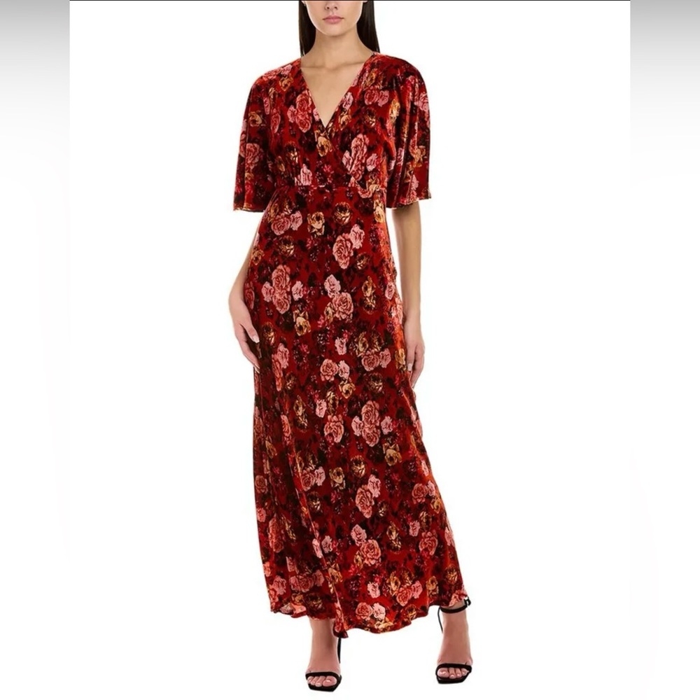 Johnny Was Alanis Maxi  Velvet Floral Silk Dress Size S